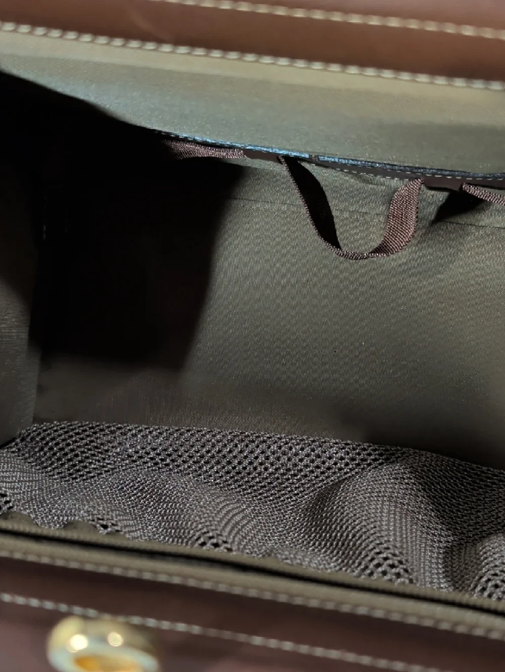 Men's Brown Patterned Leather-Trim Briefcase